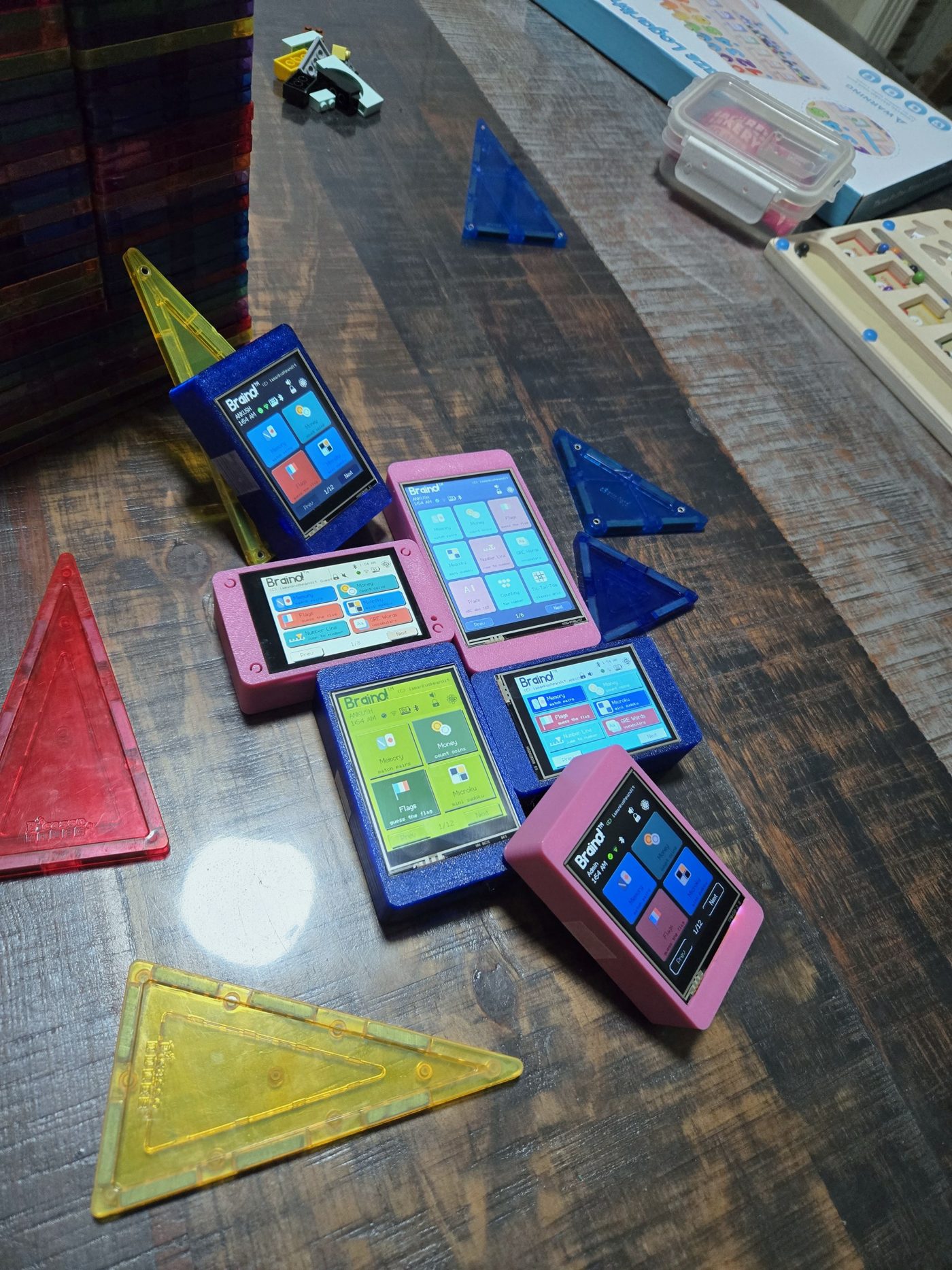 Six Braino consoles showing six colour themes