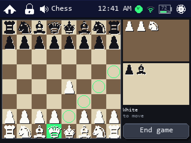 Chess: tap a piece to see its moves