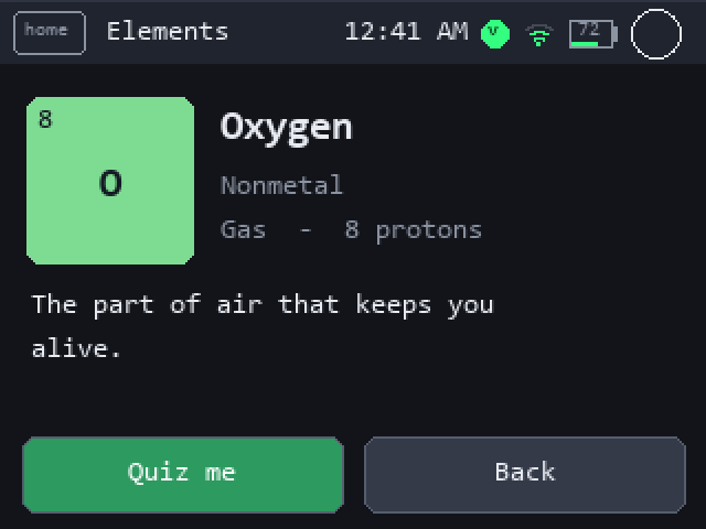 Elements: one element up close