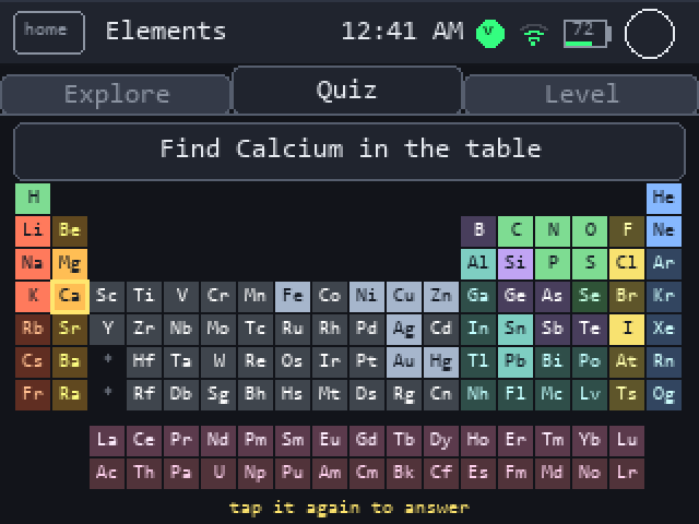 Elements: find it in the table
