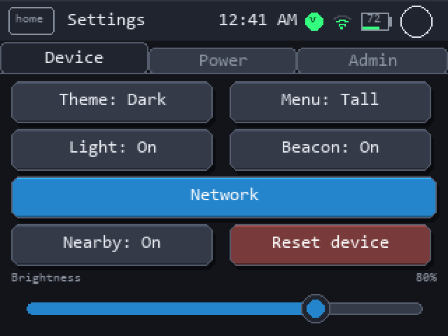 Settings: device