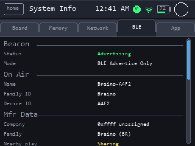 System Info: BLE