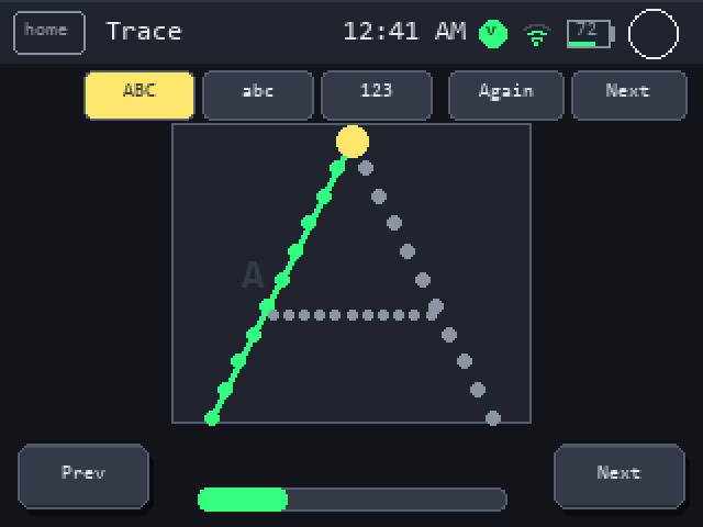 Trace: uppercase and digits